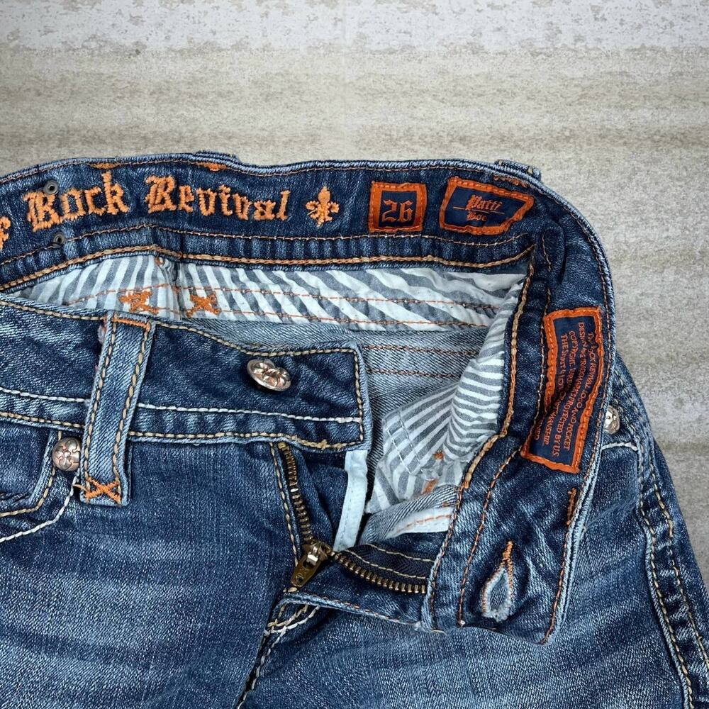 Vintage Y2K Rock Revival Jeans Womens 26 Flared Bootcut Bell Bottoms Medium Wash - Picture 4 of 4